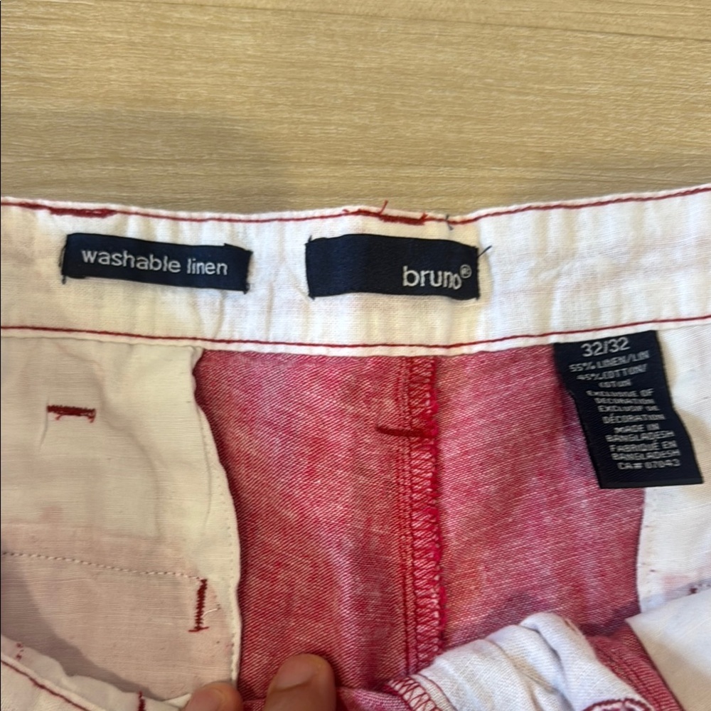 Men's Size 32 Bruno Red linen lobster  Patterned Shorts - Picture 3 of 7